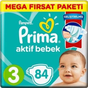 Prima Aktif Bebek 3 Numara Midi 84'lü Mega Fırsat Paketi Bebek Bezi