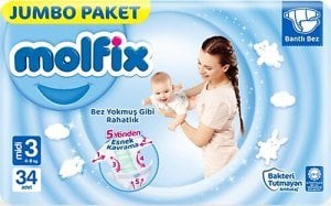 Molfix 3 Numara Midi 34'lü Bebek Bezi