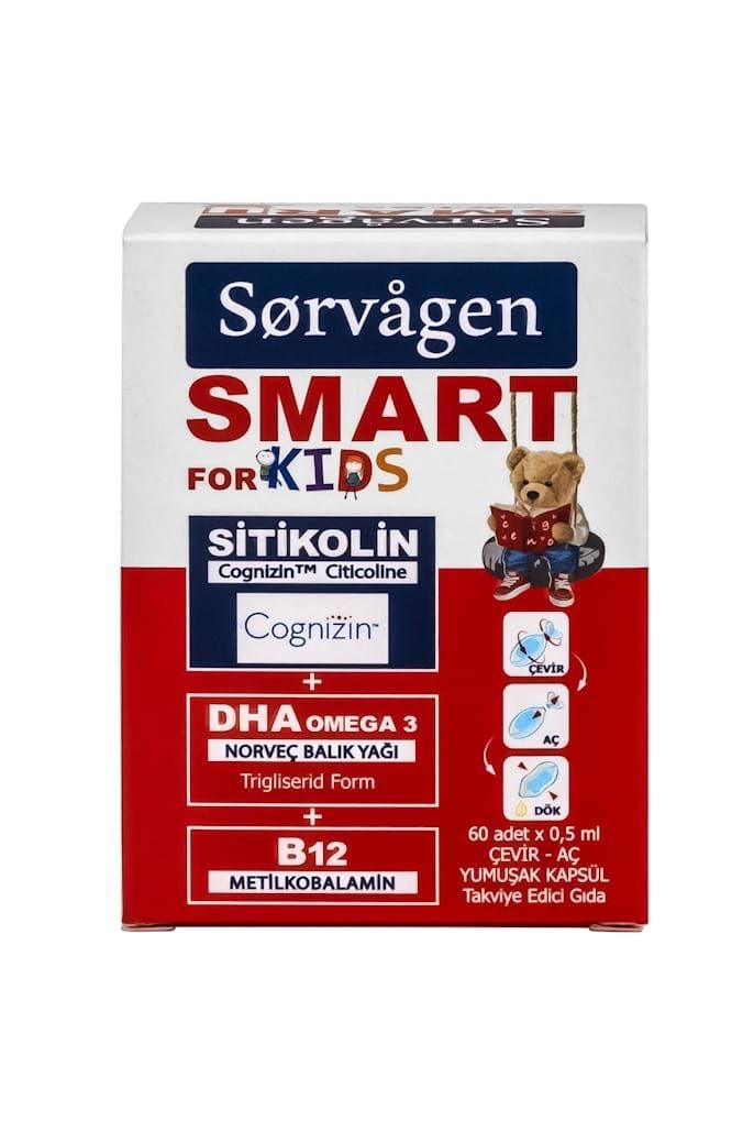 Sorvagen Smart Kids Sitikolin Dha Omega 3 Norveç Balık Yağı B12 60 Kapsül