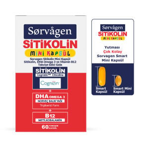 Sorvagen Sitikolin Mini Kapsül, Dha Omega 3 Ve B12 (60 Kapsül)