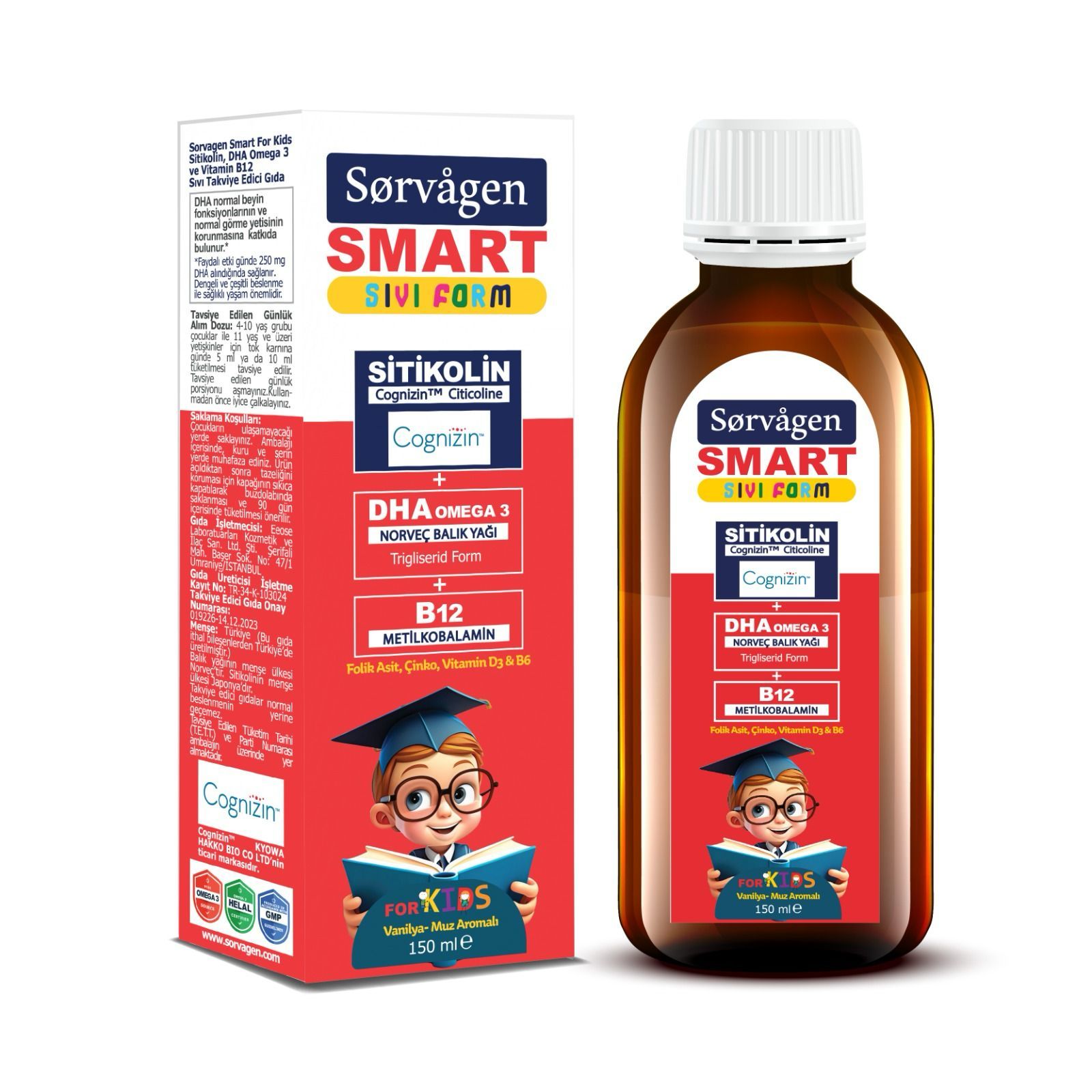 Sorvagen Smart Sıvı Form Stikolin Takviye Edici Gıda 150 ml