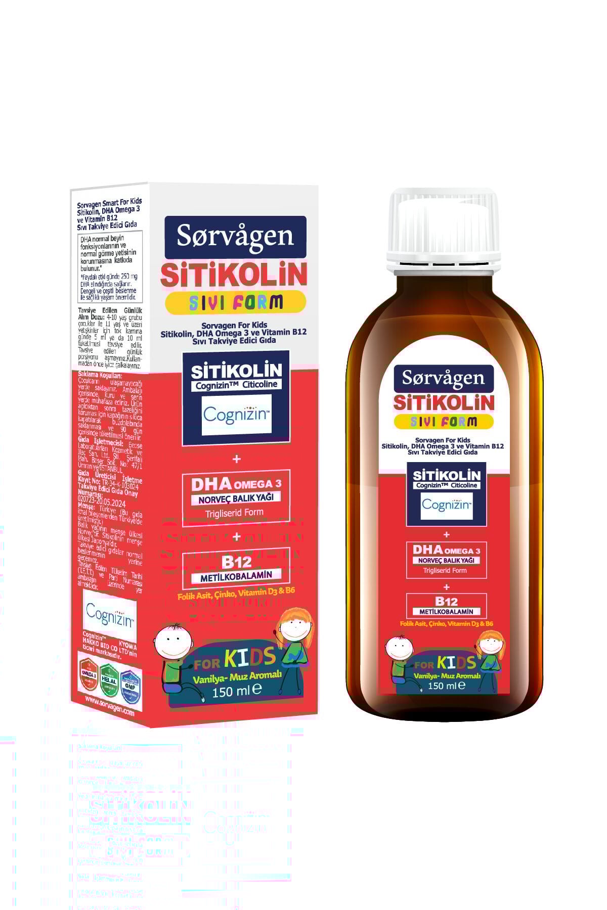 Sorvagen Smart Sıvı Form Stikolin Takviye Edici Gıda 150 ml