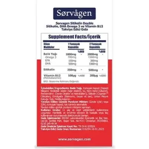 Sorvagen Smart Double Sitikolin (250 MG), Dha Omega 3 Ve B12 (30 KAPSÜL) 2 ADET