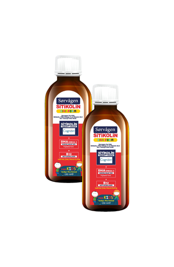 Sorvagen Sitikolin Kids Sıvı Form Dha Omega 3 Norveç Balık Yağı ve B12 150 ml- 2 Adet