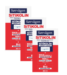 Sorvagen Sitikolin, Dha Omega 3 ve B12 30 Kapsül - 3 Adet