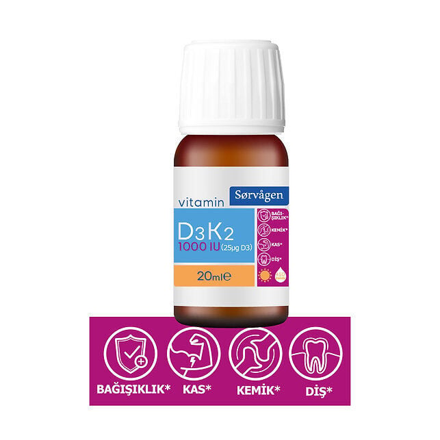 Sorvagen D3 K2 Damla 1000 IU 20 mL 2 Adet