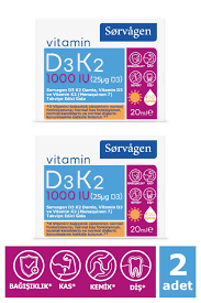 Sorvagen VİTAMİN D3K2 DAMLA 20 ML (1000 IU)(Almanya menşeili D3 Vitamini)- 2 Adet
