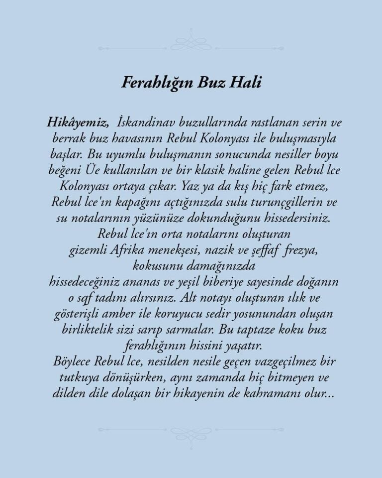 Rebul 250ml Ice Kolonya Cam Şişe
