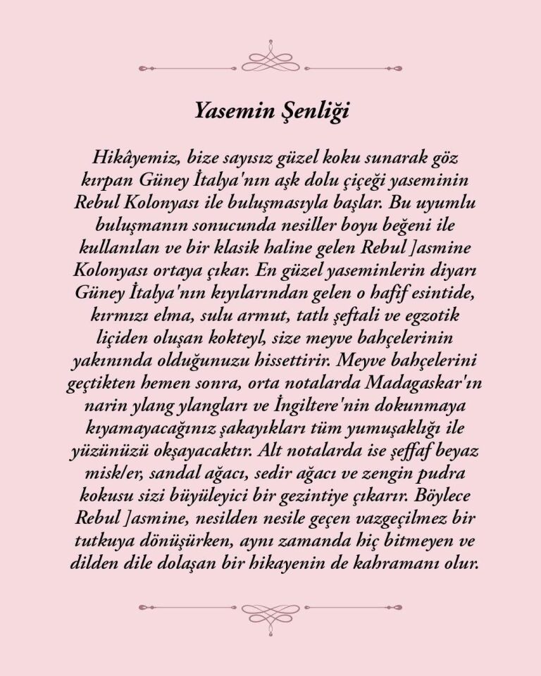 Rebul 250ml Jasmine Kolonya Cam Şişe