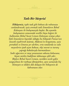 Rebul 250ml Sweet Lemon Kolonya Cam Şişe