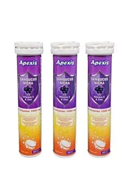 Apexis Sambucus Nigra Vitamin C & Zinc 1000 Mg 20 Tablet * 3 Paket
