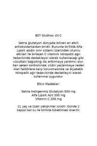 BST SUPPLEMENT Gluthıoc Vıt-c 60 Vejeteryan Kapsül