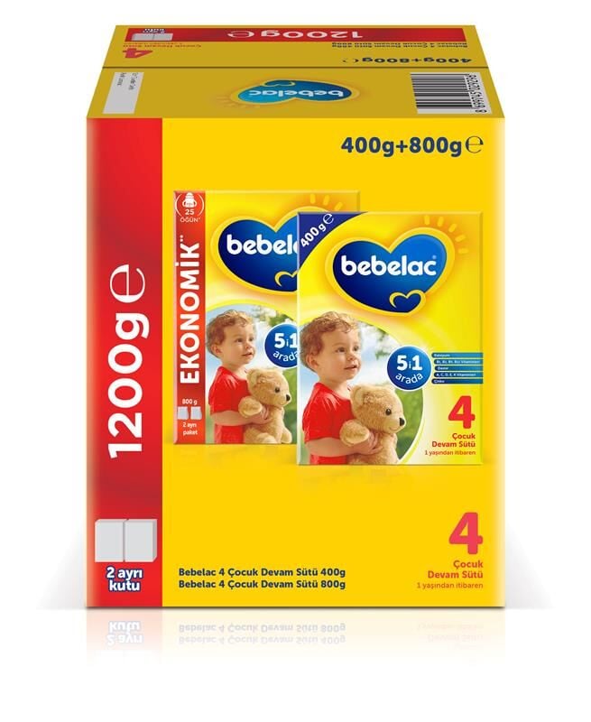 Bebelac 1200GR (800GR+400GR) No:4 Devam Sütü (1+ Yaş) Avantaj Pk 2 adet