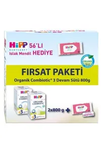 Hipp 3 Organik Devam Sütü Combiotic 800grx2 Adet (Islak Mendil Hediye)