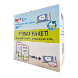 Hipp 3 Organik Devam Sütü Combiotic 800grx2 Adet (Islak Mendil Hediye)