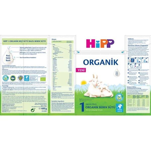 Hipp 1 Organik Keçi Sütü Bazlı Bebek Sütü 400 gr -2 Adet