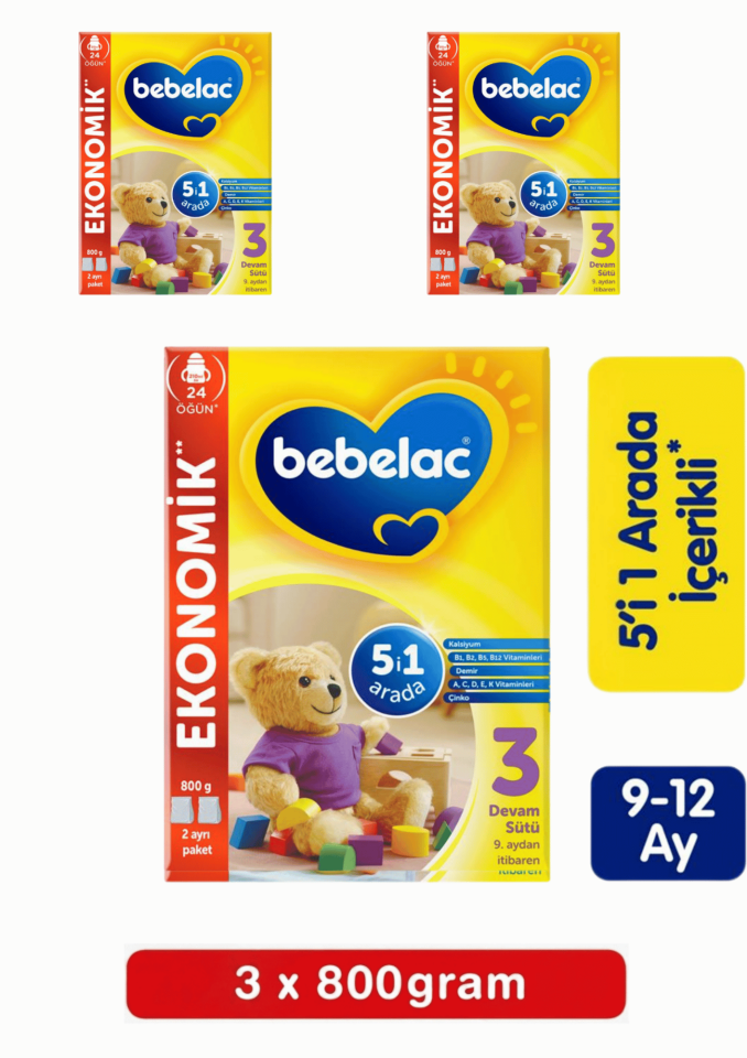Bebelac 3 Devam Sütü 800 Gr x3 Megapack