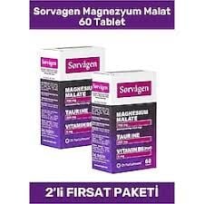 Sorvagen Magnezyum Malat Taurin Ve Vitamin B6 60 Tablet 2'li Paket