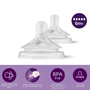 Philips Avent Doğal Tepkili 2'li Biberon Emziği, 5 Numara, SCY965/02