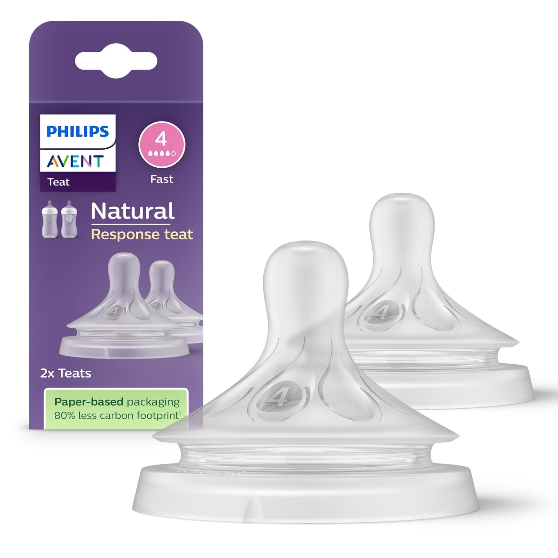 Philips Avent Doğal Tepkili 2'li Biberon Emziği, 4 Numara, SCY964/02