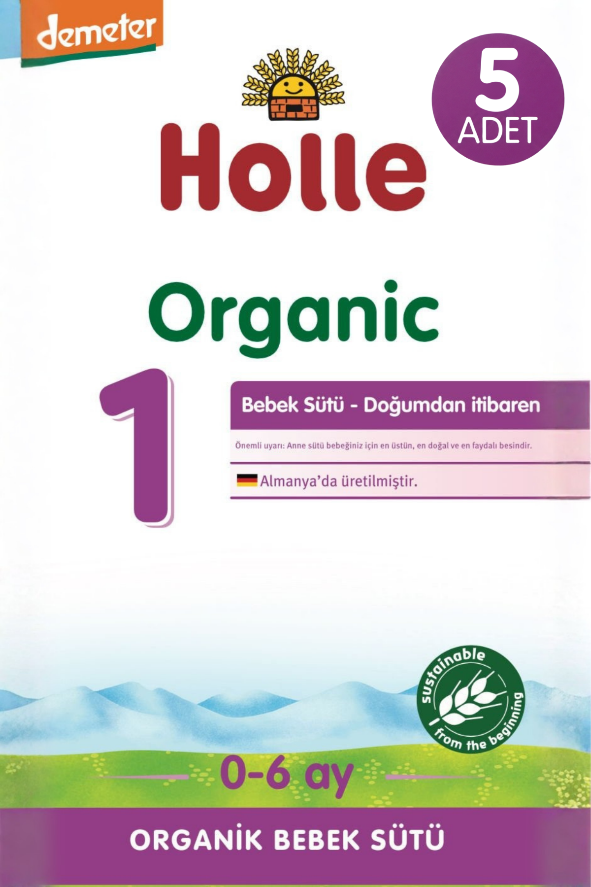 Holle 1 Organik Bebek Sütü 400 Gr 5 Li
