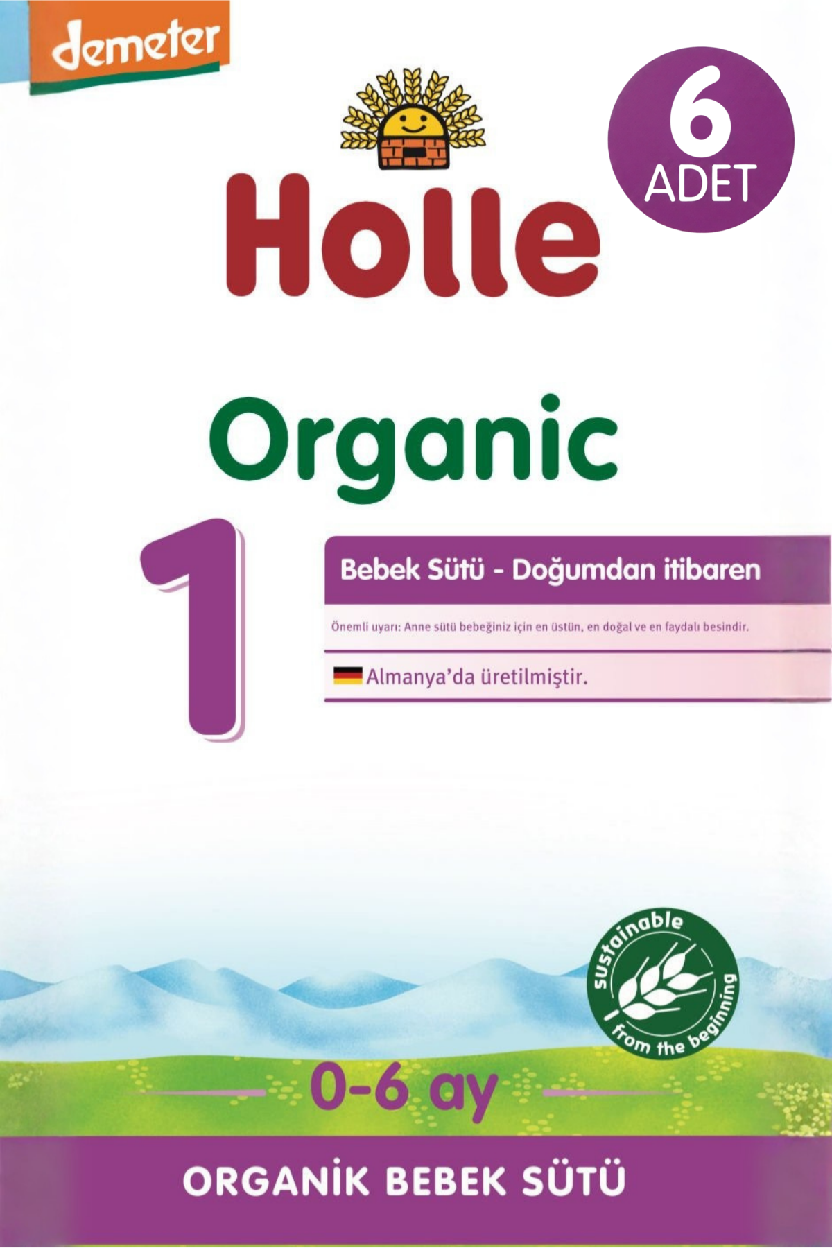 Holle 1 Organik Bebek Sütü 400 Gr 6 Li