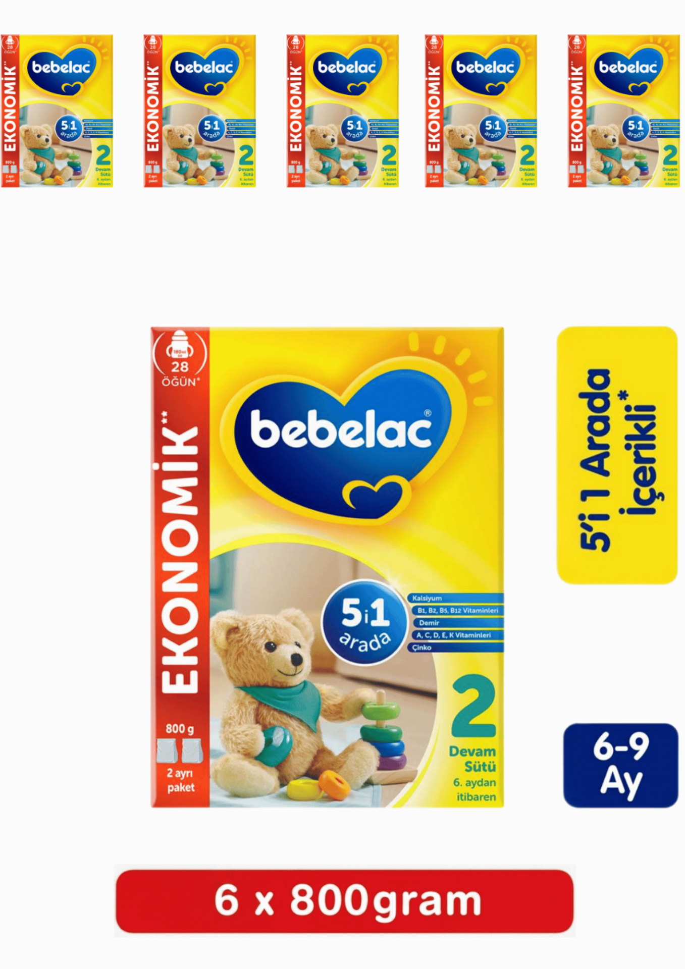 Bebelac 2 Bebek Devam Sütü 800 Gr 6 Lı