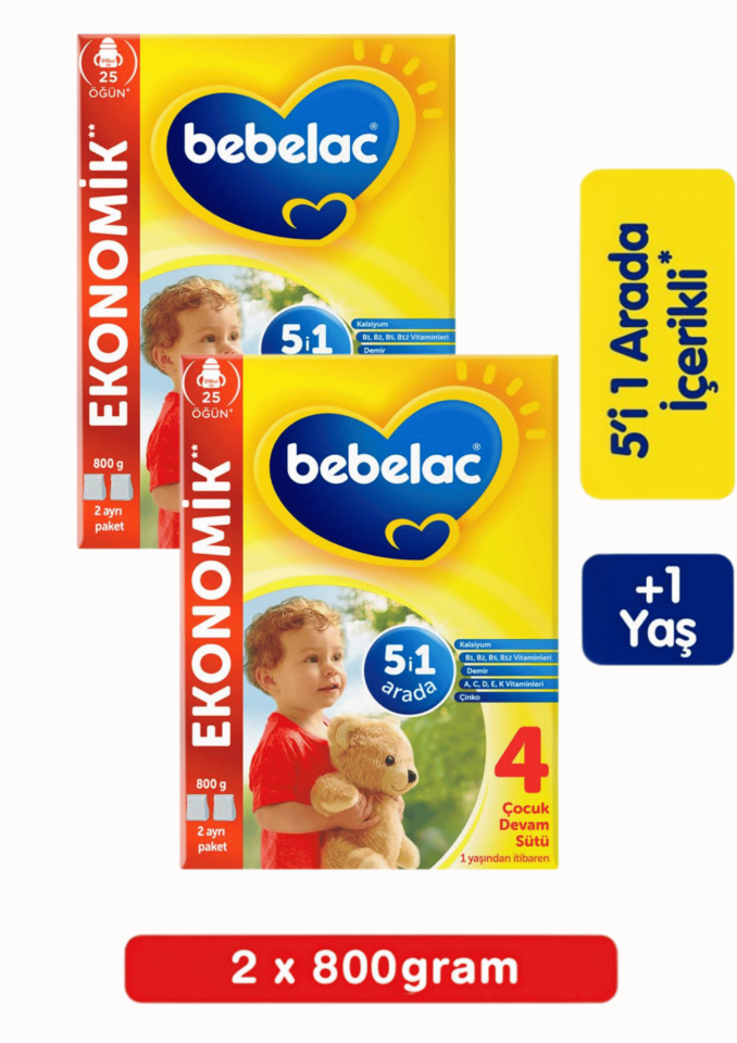 Bebelac 4 Çocuk Devam Sütü 1 Yaş+ 800 Gr 2 Li