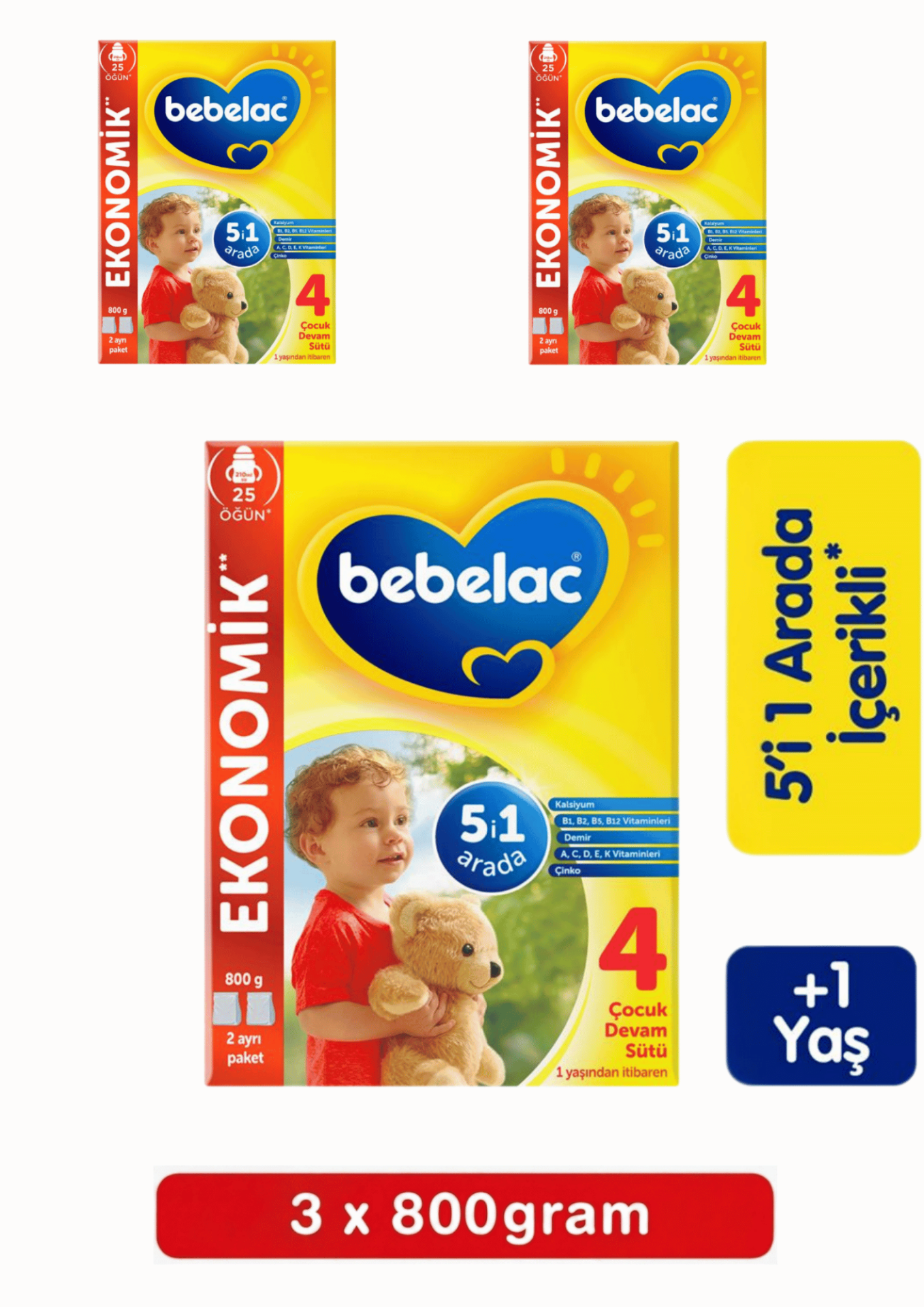 Bebelac 4 Çocuk Devam Sütü 1 Yaş+ 800 Gr 3 Lü