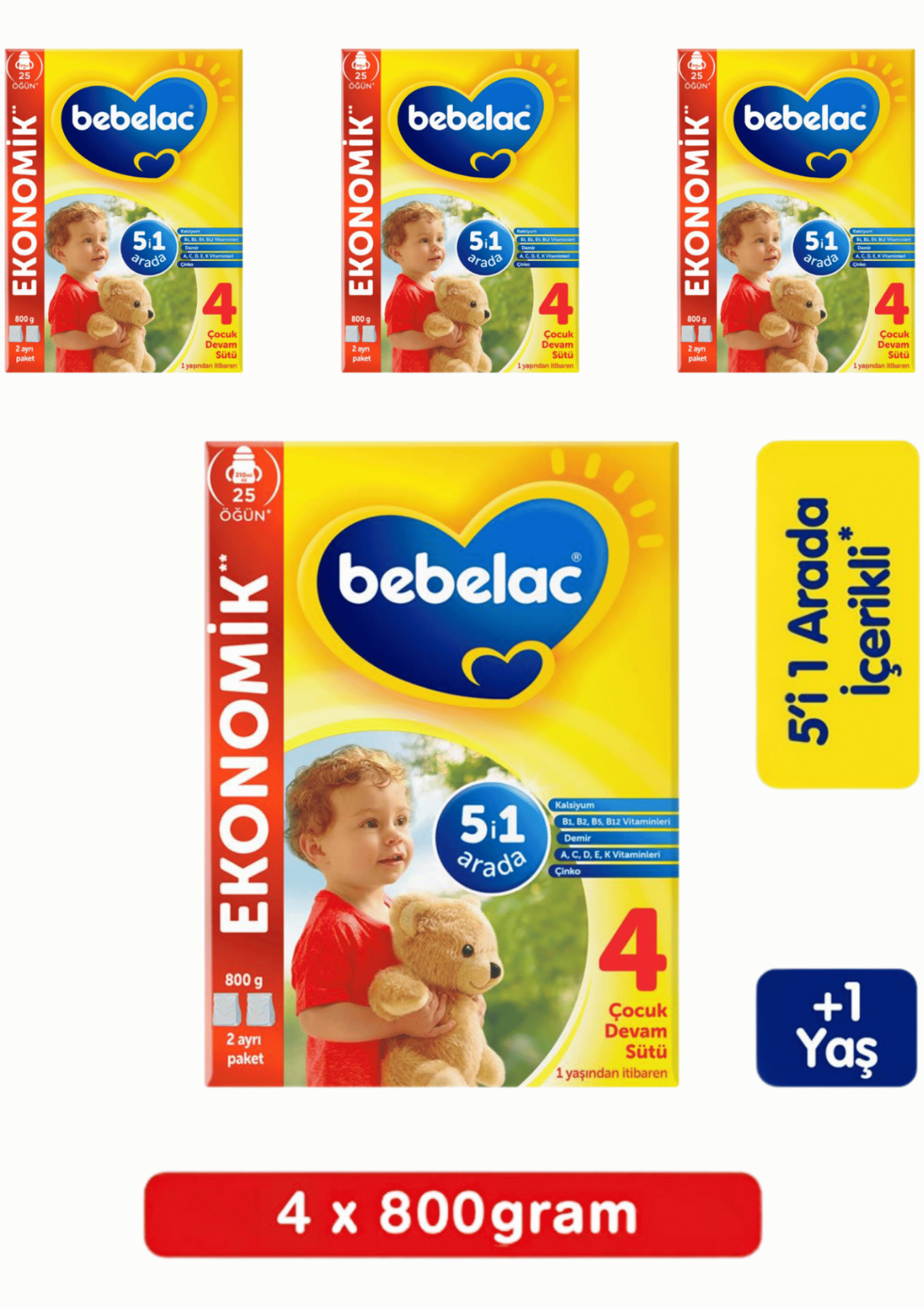 Bebelac 4 Çocuk Devam Sütü 1 Yaş+ 800 Gr 4 Lü