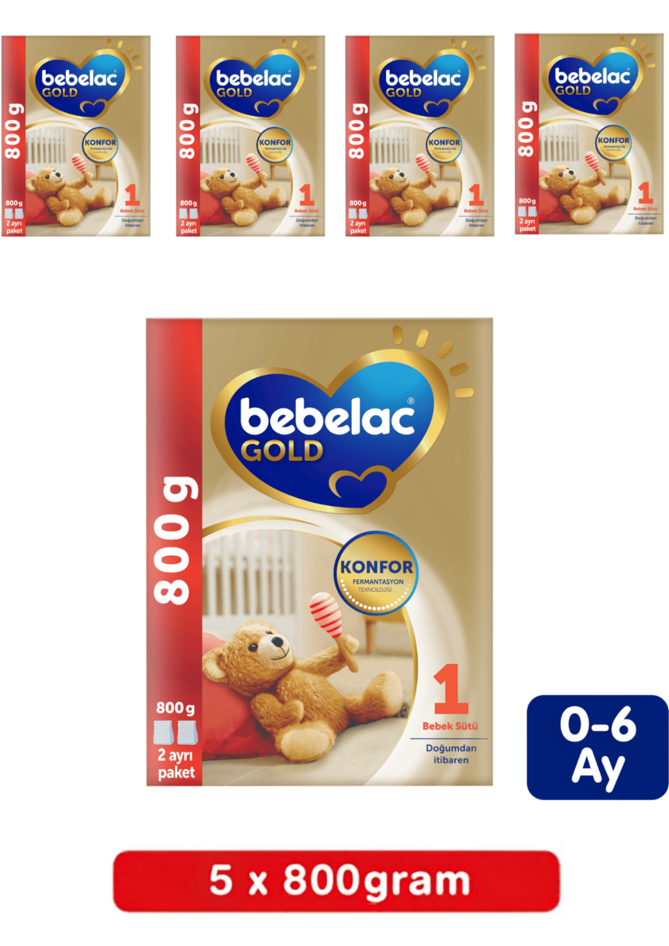 Bebelac Gold 1 Bebek Sütü 800 Gr 5 adet