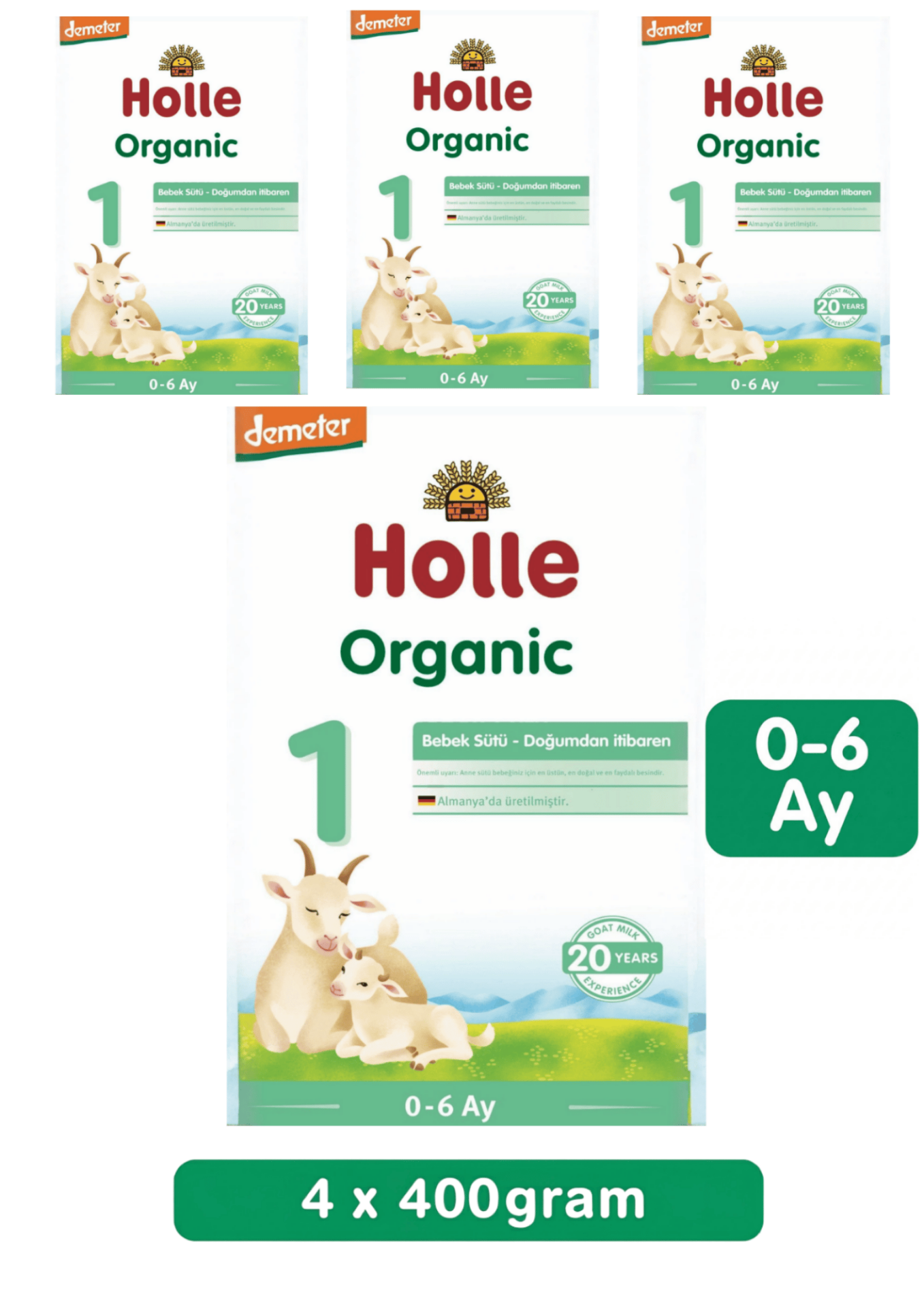 Holle 1 Organik Keçi Sütü Bebek Formu 400 Gr 4 Lü