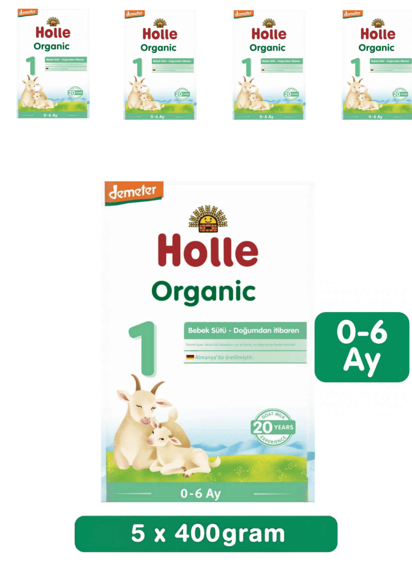 Holle 1 Organik Keçi Sütü Bebek Formu 400 Gr 5 Li