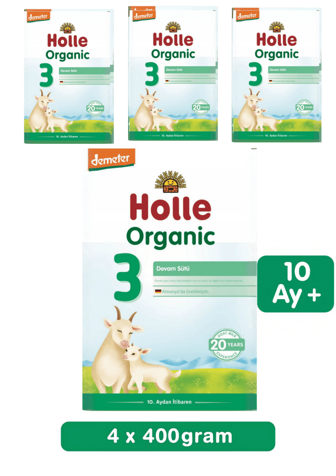 Holle 3 Organik Keçi Sütü Devam Formu 400 Gr 4 Lü
