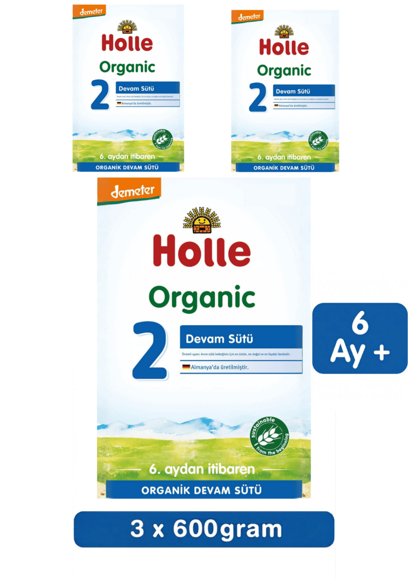 Holle 2 Organik Devam Sütü 600 Gr 3 Lü