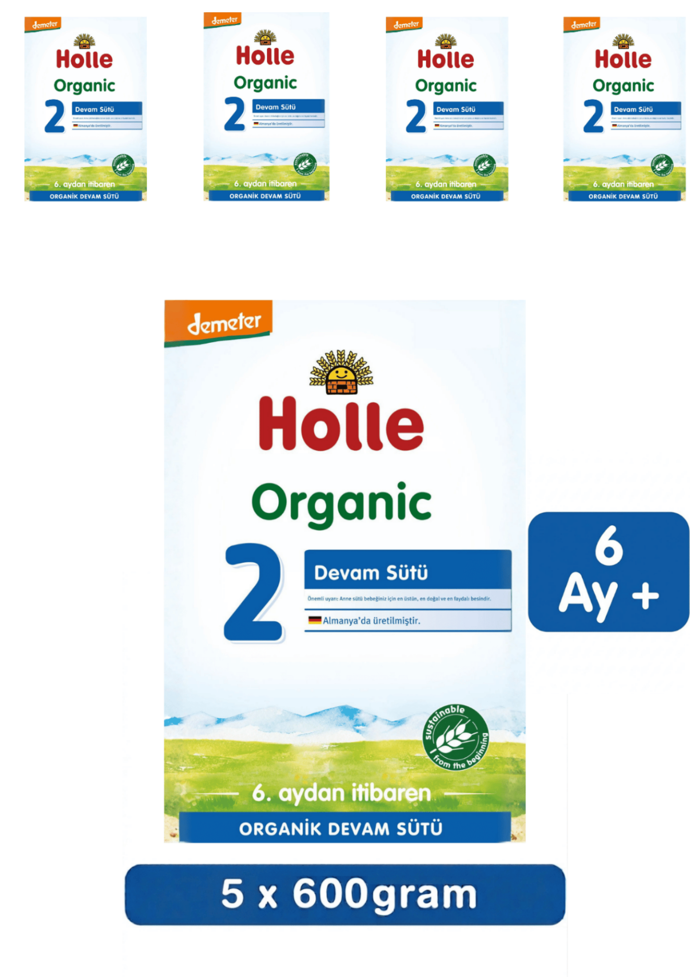 Holle 2 Organik Devam Sütü 600 Gr 5 Li