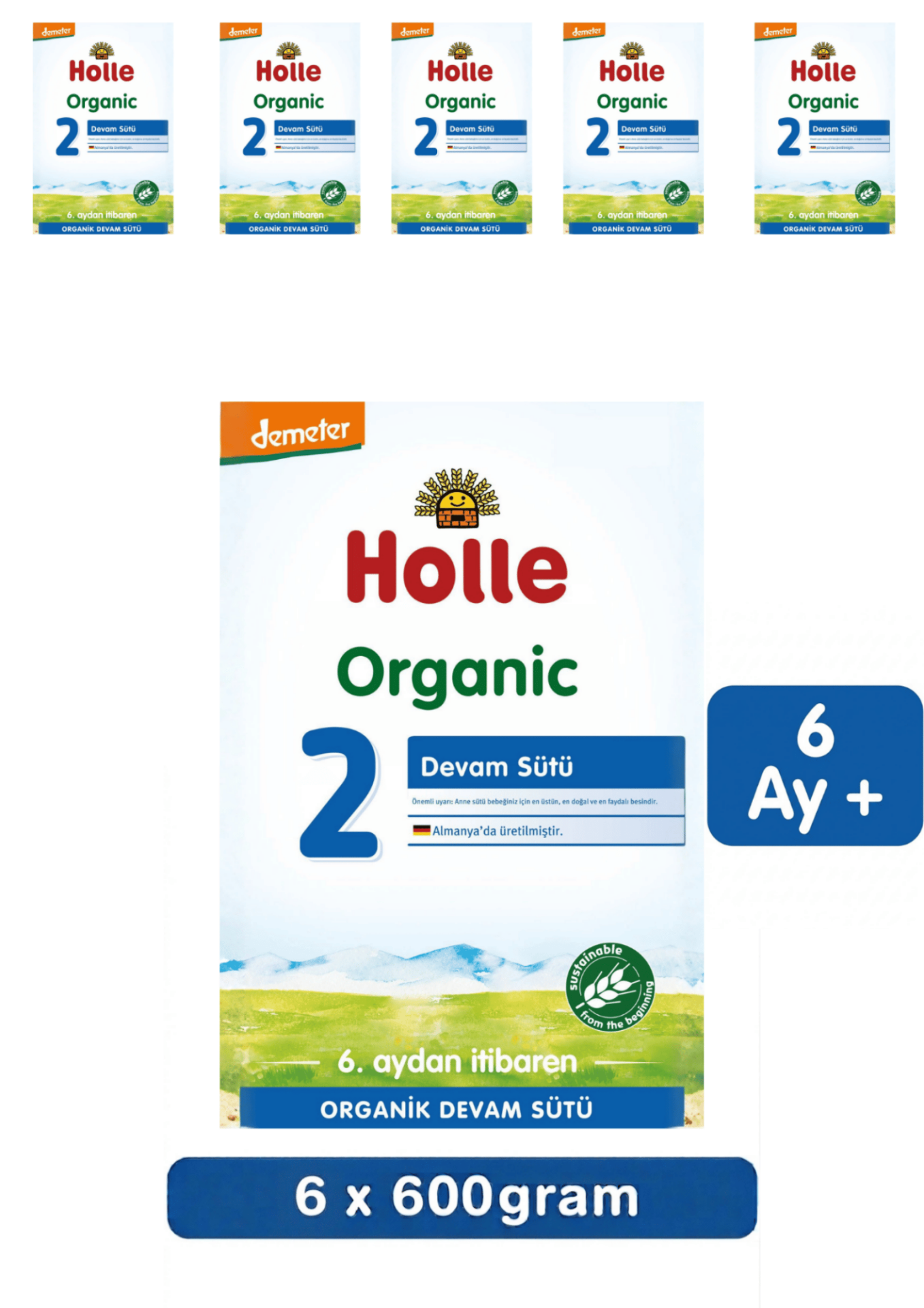 Holle 2 Organik Devam Sütü 600 Gr 6 Lı
