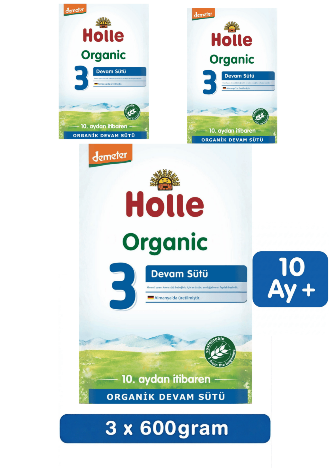 Holle 3 Organik Devam Sütü 600 Gr 3 Lü