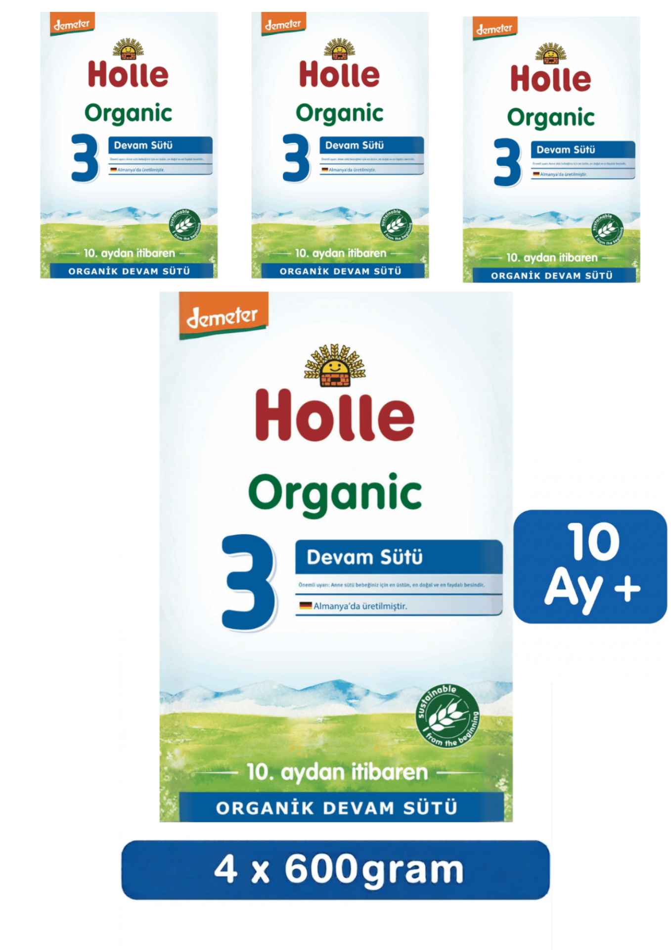 Holle 3 Organik Devam Sütü 600 Gr 4 Lü