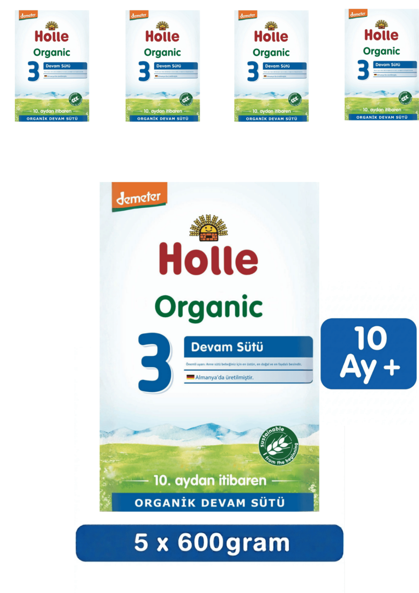 Holle 3 Organik Devam Sütü 600 Gr 5 Li