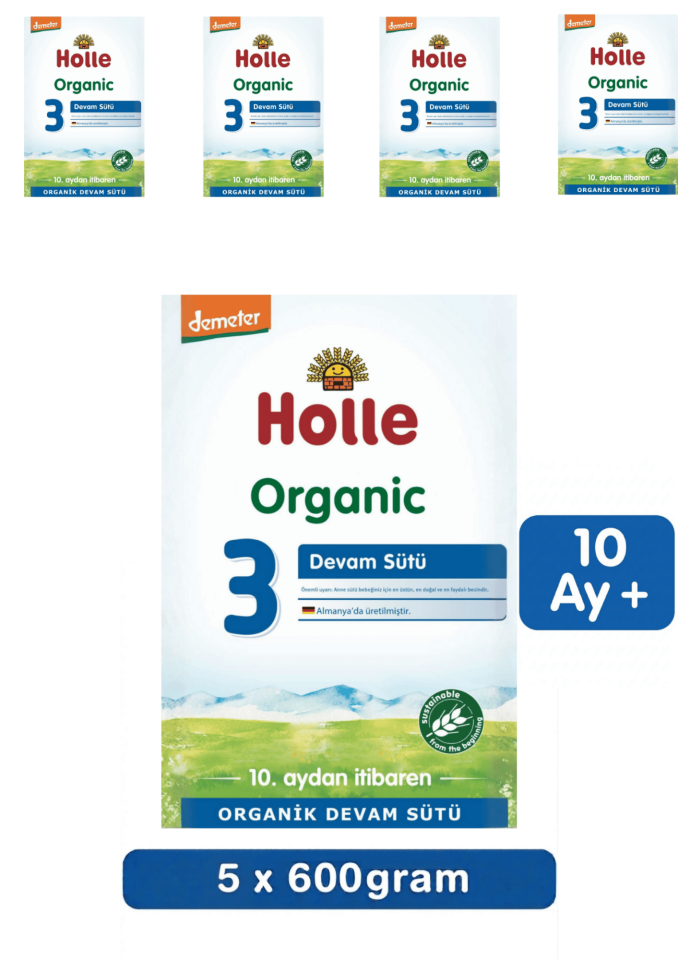 Holle 3 Organik Devam Sütü 600 Gr 5 Li