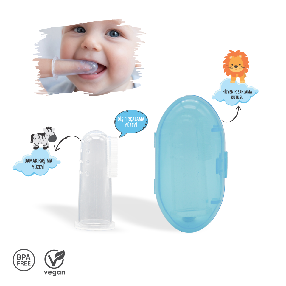 Steriball Bebek ve Çocuk Silikon Parmak Diş Fırçası - Mavi