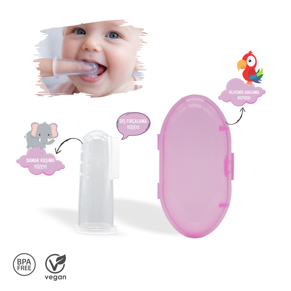 Steriball Bebek ve Çocuk Silikon Parmak Diş Fırçası - Pembe