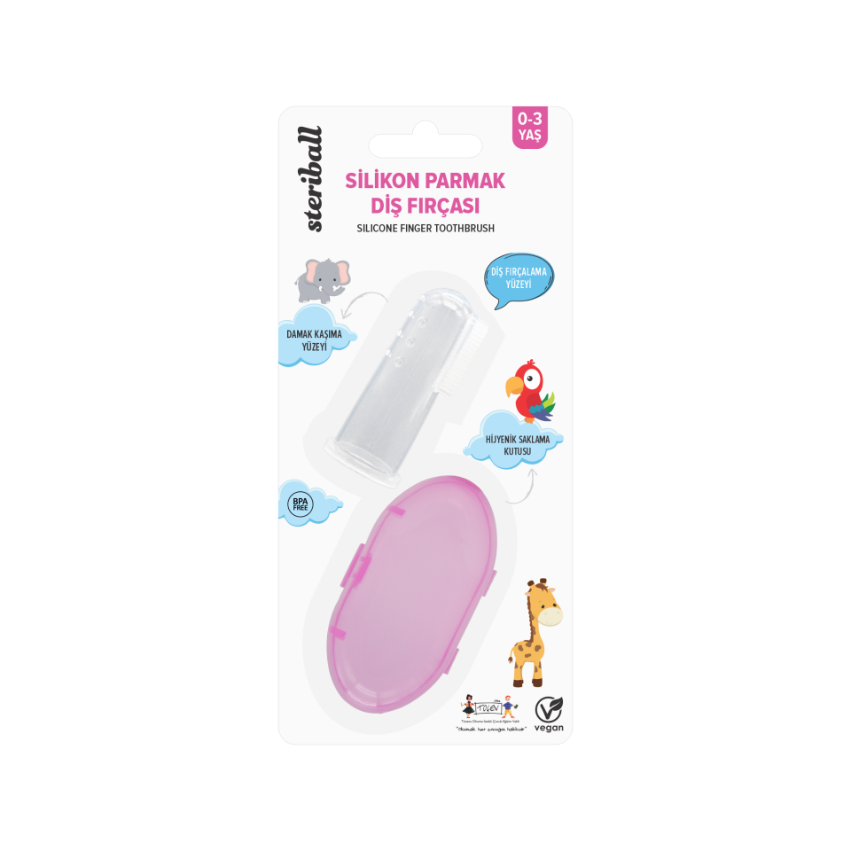 Steriball Bebek ve Çocuk Silikon Parmak Diş Fırçası - Pembe