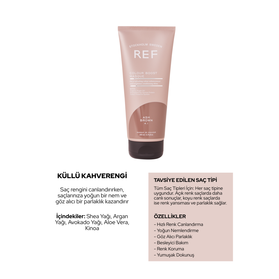 REF Colour Boost Ash Brown 200 ML - Renk Canlandırıcı Maske (Küllü Kahve)