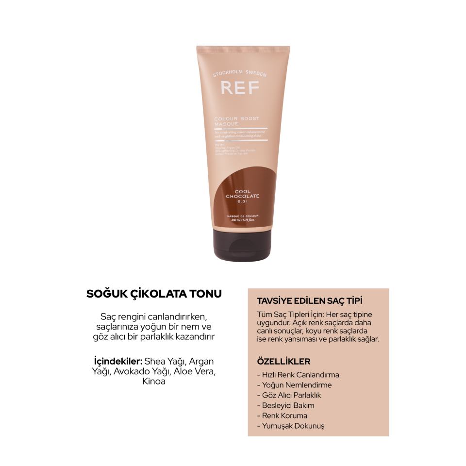 REF Colour Boost Cool Chocolate 200 ML - Renk Canlandırıcı Maske (Soğuk Çikolata)