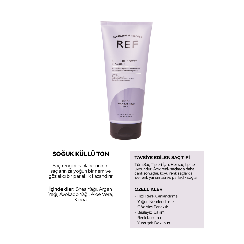 REF Colour Boost Cool Silver Ash 200 ML - Renk Canlandırıcı Maske (Soğuk Gümüş Küllü)