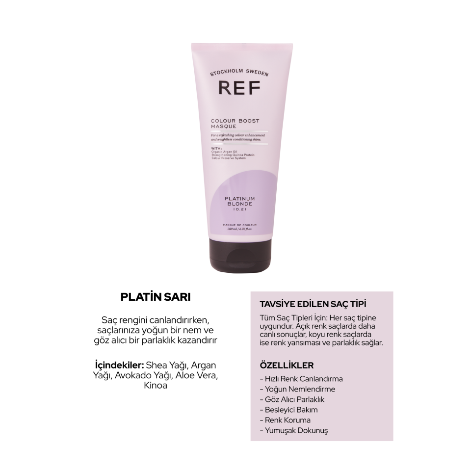 REF Colour Boost Platinum Blonde 200 ML - Renk Canlandırıcı Maske (Platin Sarı)