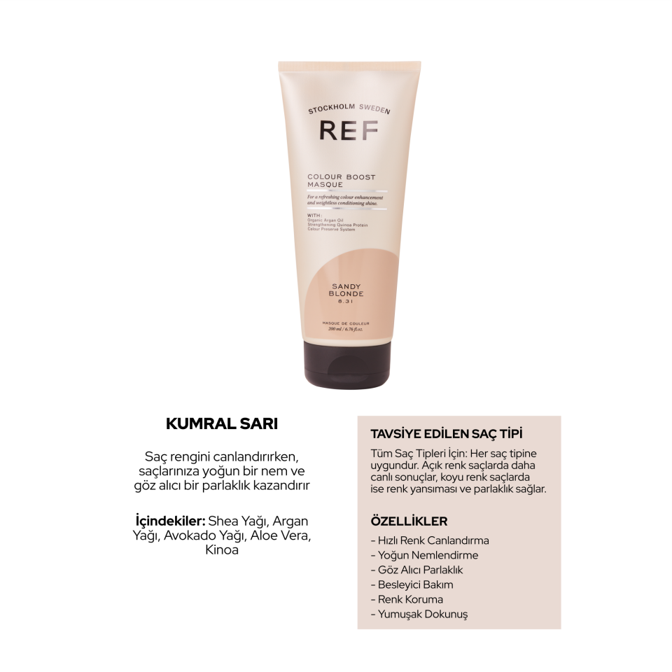 REF Colour Boost Sandy Blonde 200 ML - Renk Canlandırıcı Maske (Kum Sarısı)