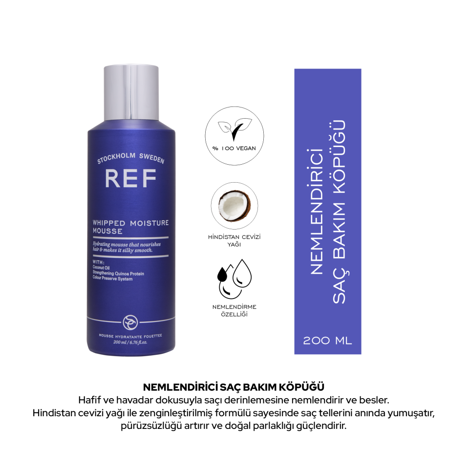 REF Whipped Moisture Mousse 200 ML - Nemlendirici Saç Köpüğü